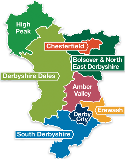Map - Derbyshire County Map (409x523), Png Download