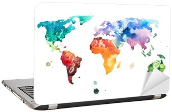 Hand Drawn Watercolor World Map Aquarelle Illustration - Watercolor Global Map Stock (400x400), Png Download