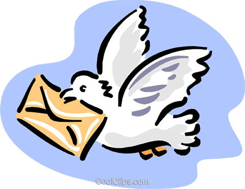 Pigeon With Letter Royalty Free Vector Clip Art Illustration - Taube Mit Brief (480x371), Png Download