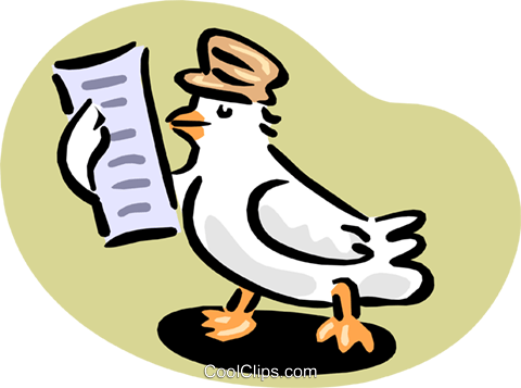 Pigeon Reading Message Royalty Free Vector Clip Art - Bricon (480x357), Png Download