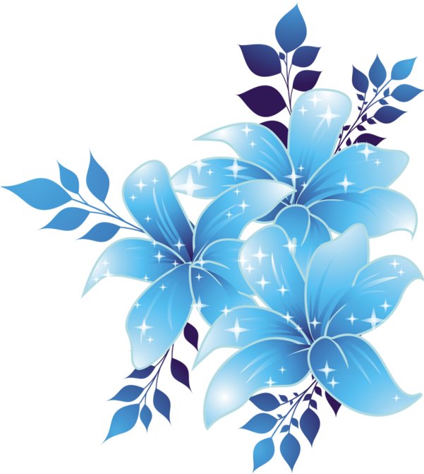Download Free Download Blue Flowers Png Clipart Borders And - Blue Flower  Design Border PNG Image with No Background 