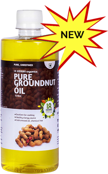 18 Herbs Organics Pure Edible Groundnut Oil - Ghee (600x600), Png Download