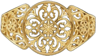 Bangle Bracelets - Filigree Design Cuff Bracelet In 14k Yellow Gold (400x400), Png Download