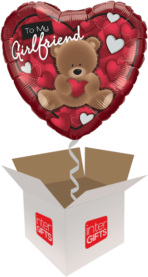 To My Girlfriend Love Hearts Teddy - My Girlfriend Teddy Bear Balloon (568x568), Png Download