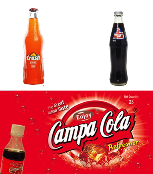 The Local Indian Cola Party Converted To A Cola War - Campa Cola And Thumbs Up Comes In Existence (526x600), Png Download