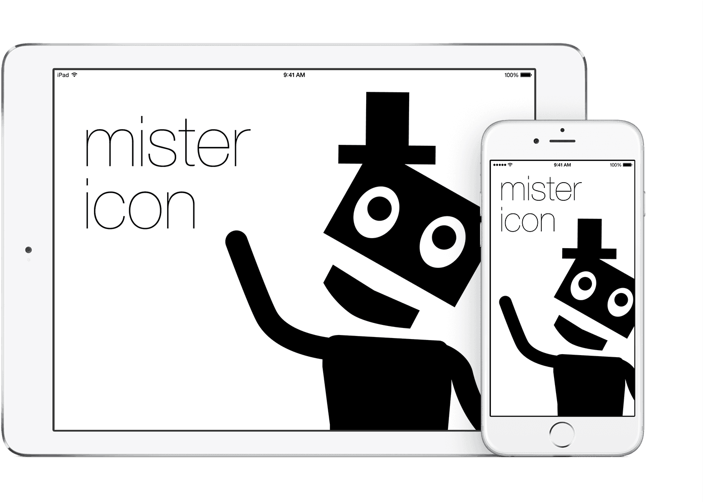 Mister Icon App Running On Iphone 6 And Ipad Air - Smartphone (1500x994), Png Download