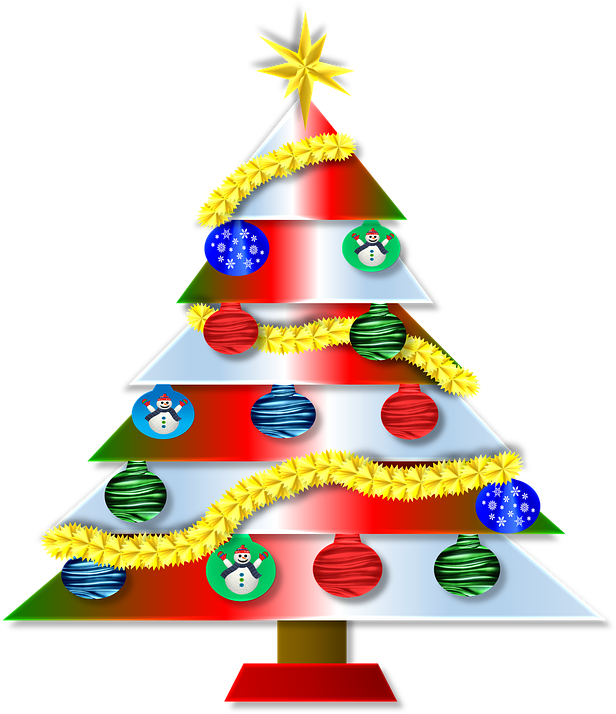 Merry Christmas, Tree, Decorations, Ornaments, Stylized - Merry Christmas Trees (619x720), Png Download