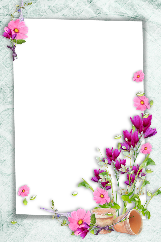 Flower And Butterfly Border Design Png Gallery - Marco De Hojas Decoradas (683x1024), Png Download