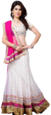 Lehenga - White Colour Net Lehenga (327x400), Png Download