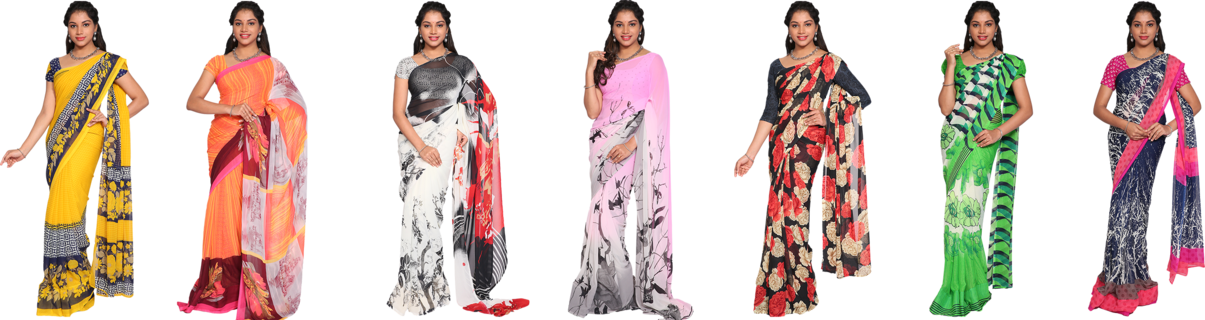 Eshwari 7 Georgette Saree Collection - Silk (1205x320), Png Download