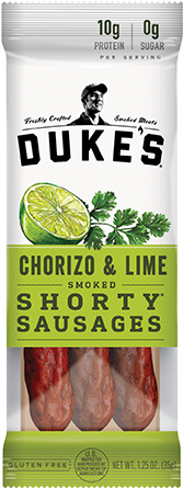 Chorizo & Lime 12ct Single Serve - Duke's Hickory Peach Bbq Smoked Shorty Sausages (466x480), Png Download