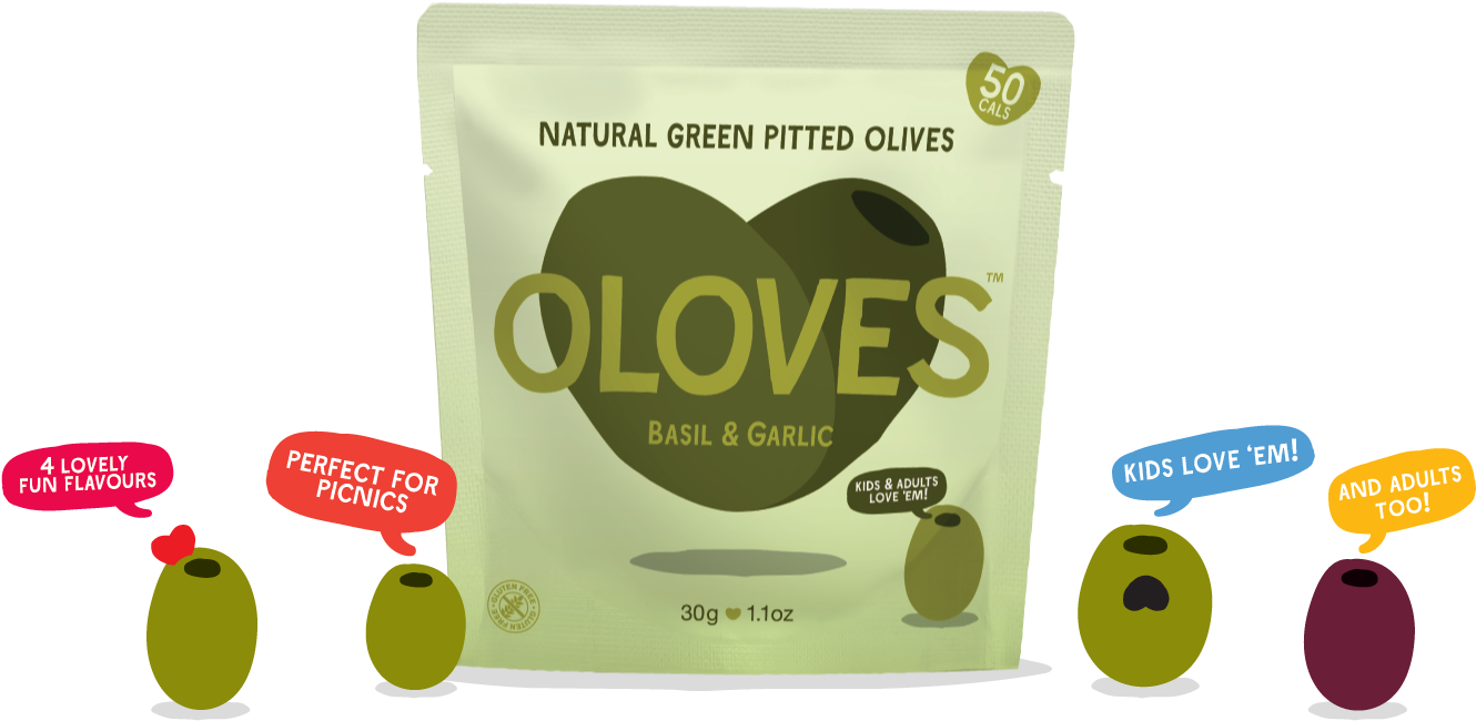 Home - Oloves Basil & Garlic Natural Green Pitted Olives (1329x710), Png Download