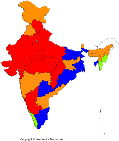 A Switch To Simultaneous Elections - Map Of India (800x477), Png Download