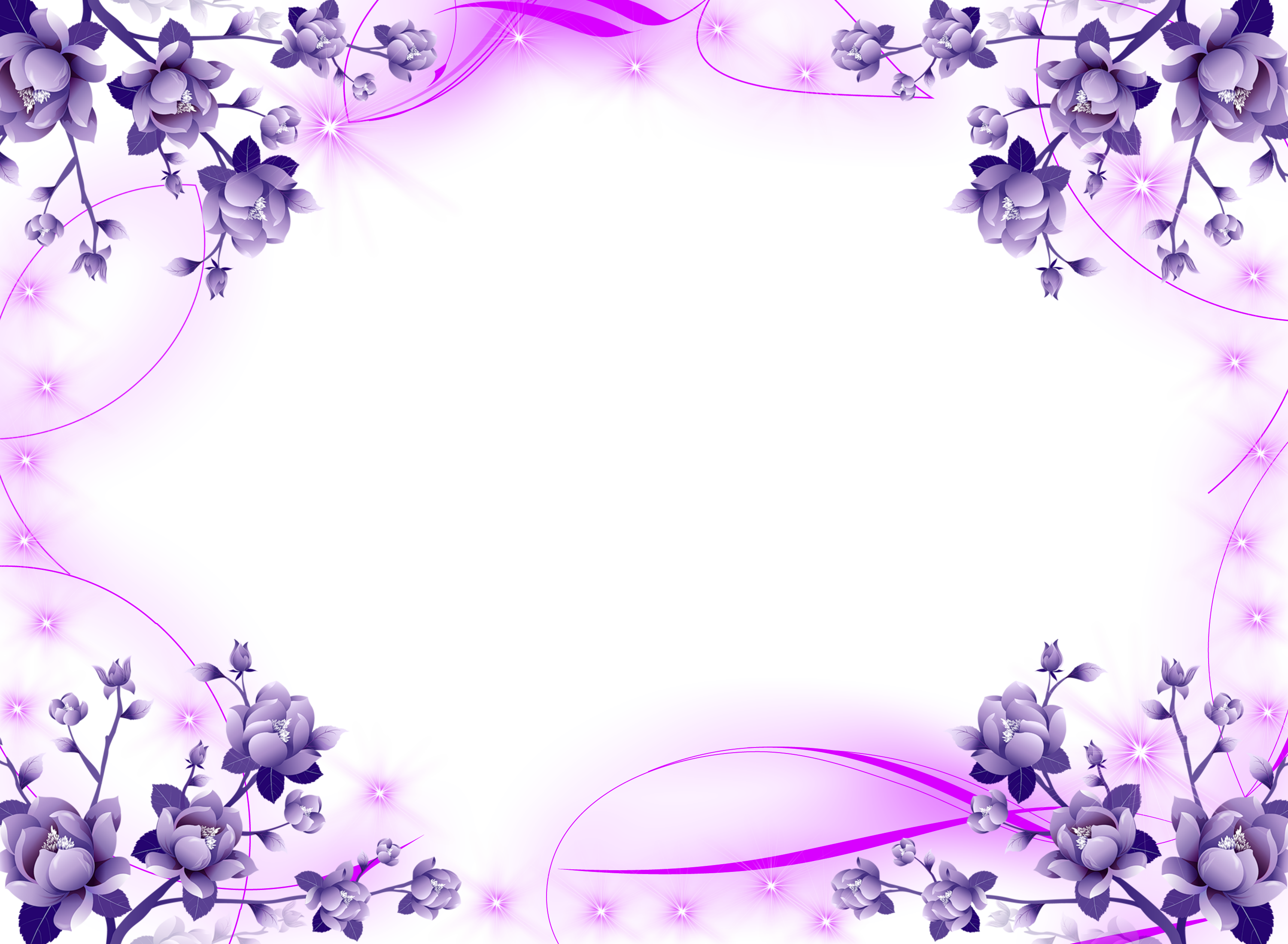 Download Beautiful Frame Png Format - Purple Flower Border PNG Image with No  Background 