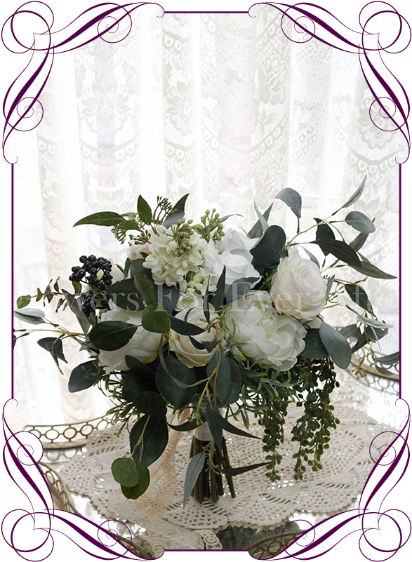 Cascading Posy Bridal Silk Artificial Posy Bouquet - Flower Bouquet (608x822), Png Download