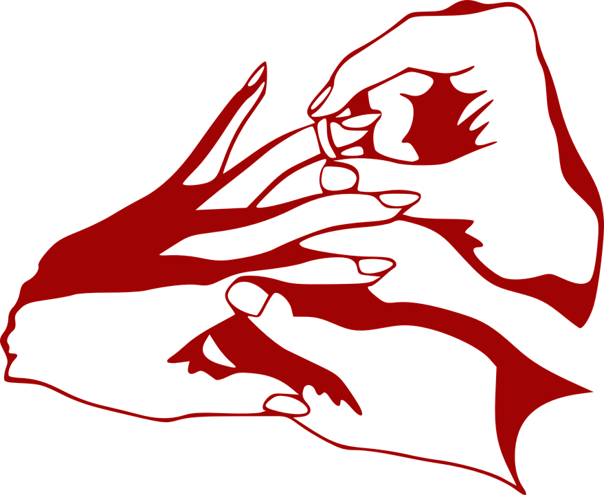 Free Vector Graphic Hands Wedding Rings Give Take - Engagement Rings Clipart (879x720), Png Download