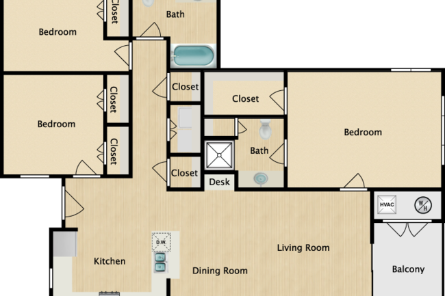 Floor Plan Photo Of Fountain Lake Apartments In Bradenton, - Florida (650x433), Png Download