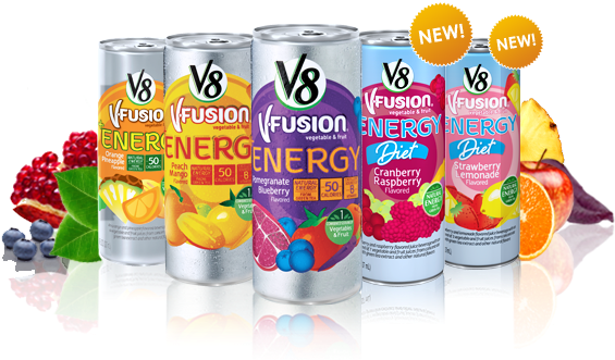 Is V8 Really An Energy Drink A Primer On The Science - V8 V-fusion + Energy Vegetable & Fruit Beverage, (582x346), Png Download
