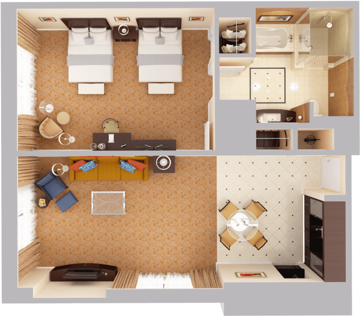 Double Queen Deluxe - Садовый Домик Планировка (1024x768), Png Download