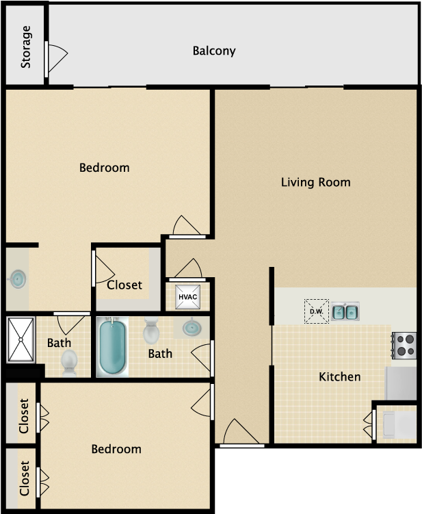 2 Bed Luxury - Bradenton (750x750), Png Download