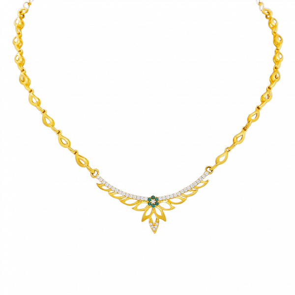 Gold Necklace Designs In 15 Grams Indian Gold Jewellery - Necklace (600x600), Png Download