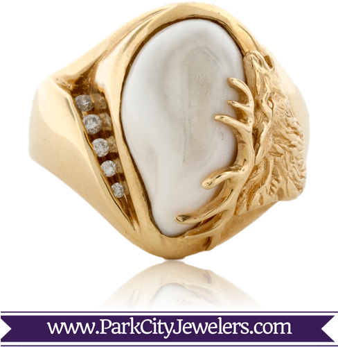 Elk Tooth Ivory Diamond Ring - Pcj Elk Tooth Ivory Diamond Ring (556x556), Png Download