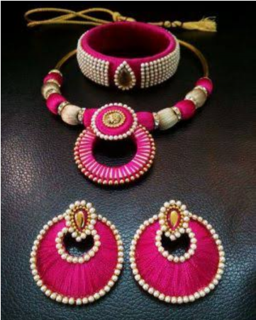 Sale Silk Thread Jewelry Set - Silk Thread Jewellery Sets Online (600x450), Png Download