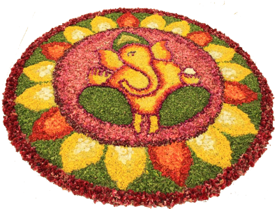 Pookalam Edit - Floral Ganpati Rangoli Designs (400x300), Png Download