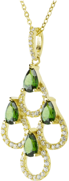 Emerald 18k Yellow Gold Plated Diva Necklace Earrings - Necklace (400x400), Png Download