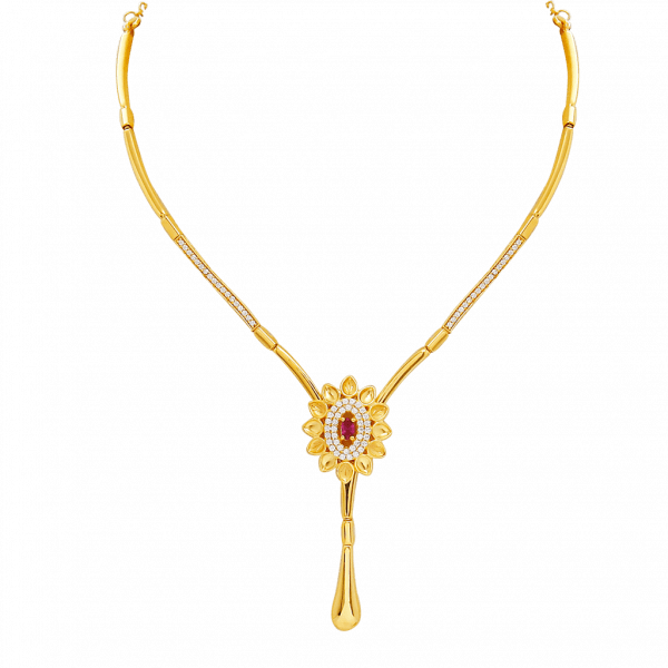 Gold Necklace Designs In 15 Grams - Necklace (600x600), Png Download