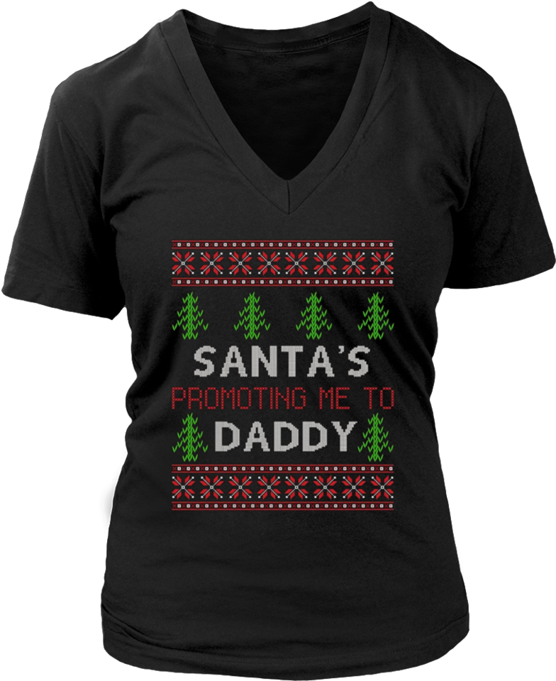 Santa's Promoting Me To Daddy Christmas Tshirt - Believe & Hope For A Cure... V-neck (960x960), Png Download