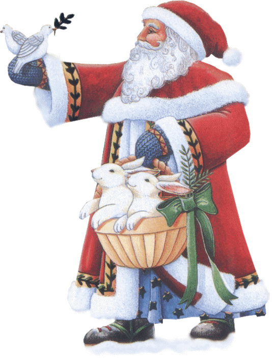 Santa Claus And Animals - Santa Claus (534x702), Png Download