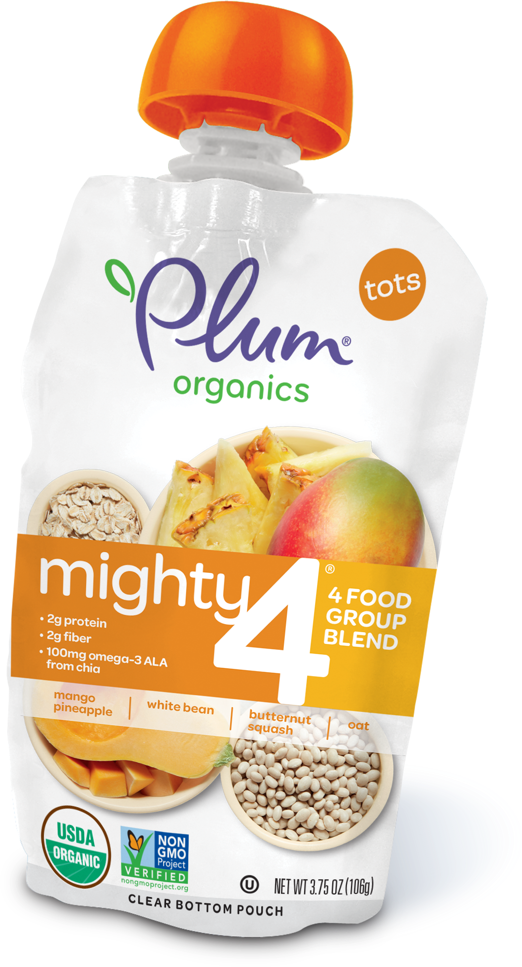 Mango & Pineapple, White Bean, Butternut Squash, Oat - Plum Organics (1947x2443), Png Download