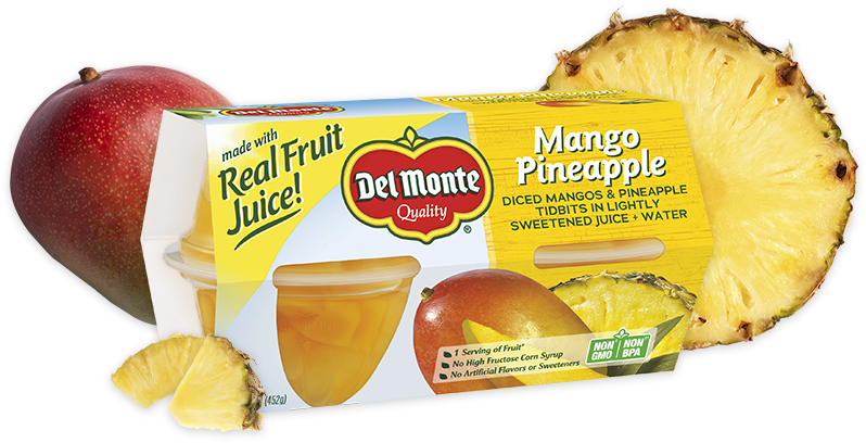 Mango Pineapple, Fruit Cup® Snacks - Del Monte Mandarin Oranges In Light Syrup 4-4 Oz. Cup (1050x407), Png Download