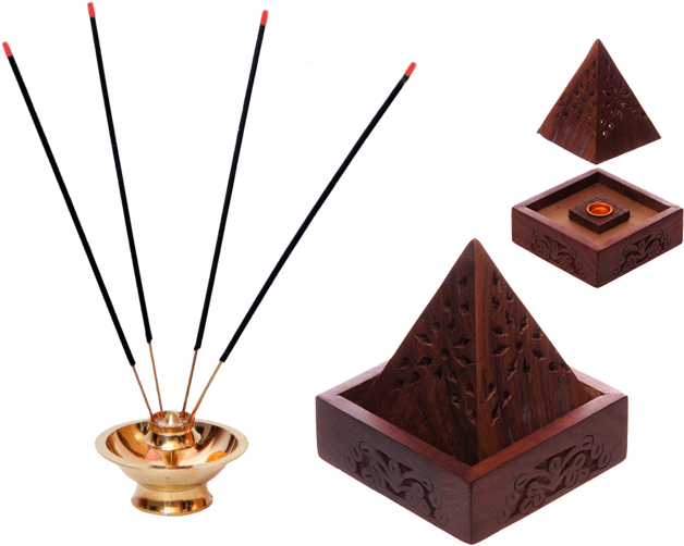 Agarbatti & Perfume Expo - Pyramid Sheesham Wood Incense Cone Box With Fretwork (647x511), Png Download