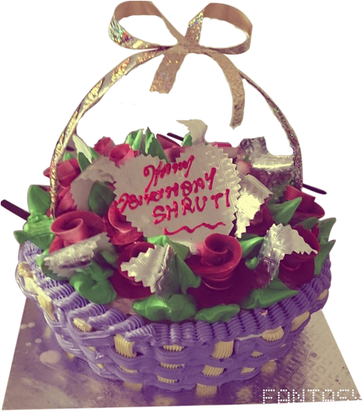 Flower Basket Cake - Cake (500x600), Png Download