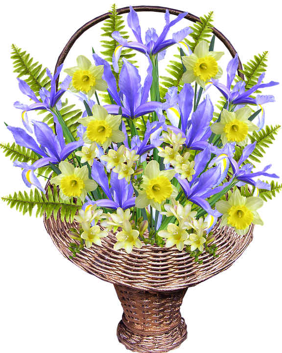 Basket, Flowers, Arrangement - Flower (576x720), Png Download