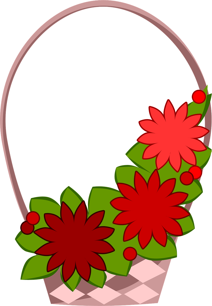 Flowers Basket Red (885x1280), Png Download
