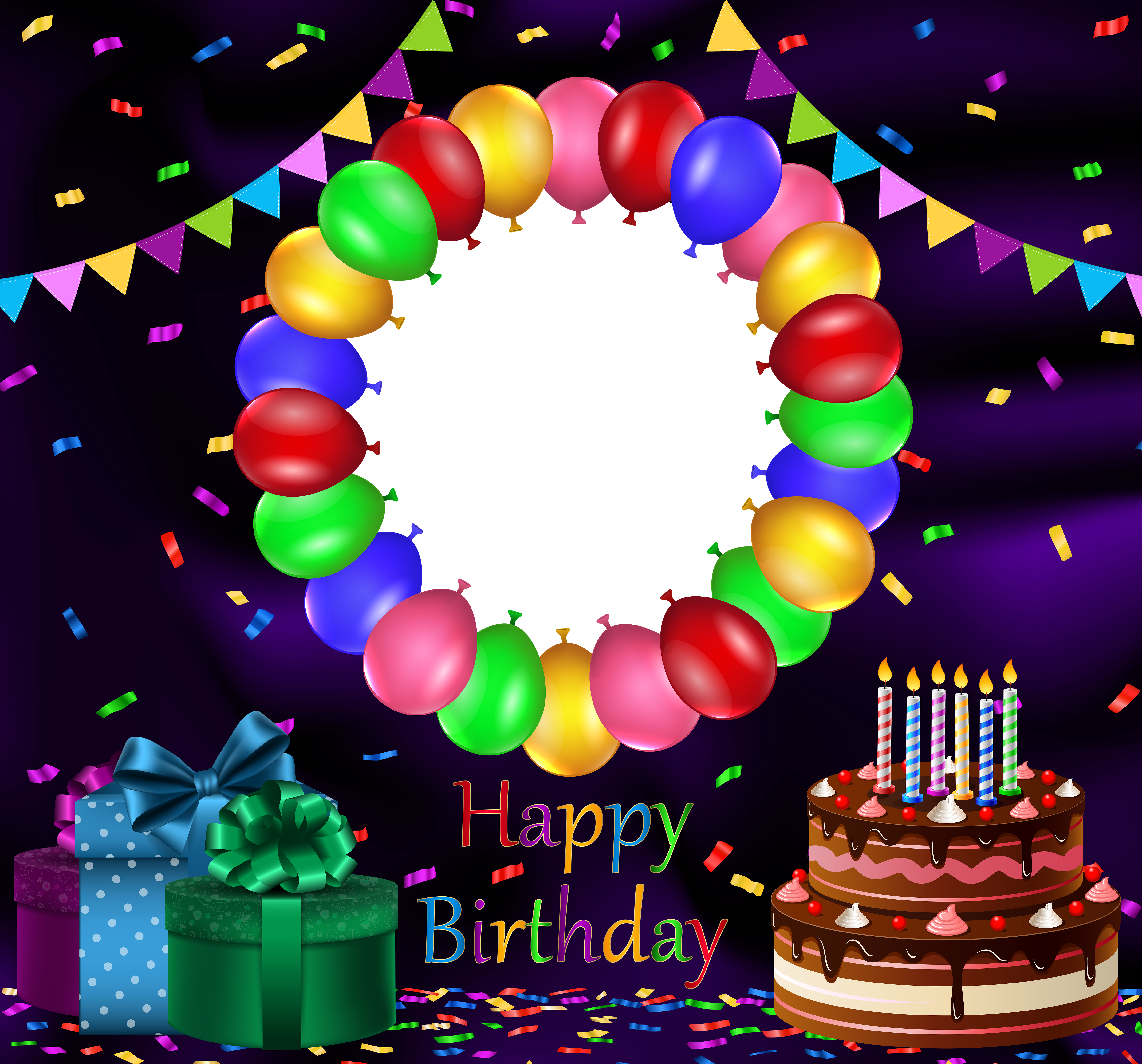 Birthday Transparent Png Frame, Is Available For Free - Happy Birthday Images With Photo Frame (6000x5590), Png Download