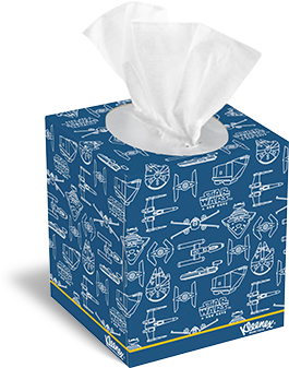 Kleenex® Blue Star Wars Box Upright 55 Count Box Design - Square Tissue Box Kleenex (424x365), Png Download