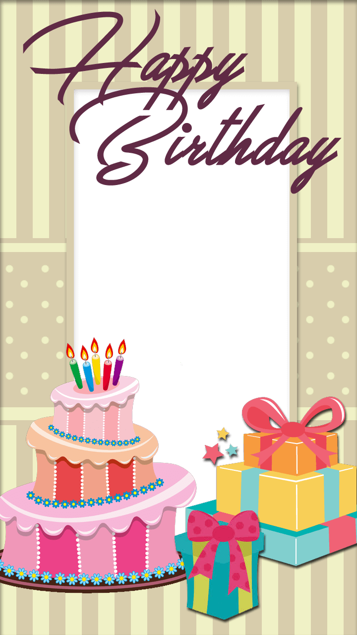 Birthday Cake With Photo Frame (720x1280), Png Download