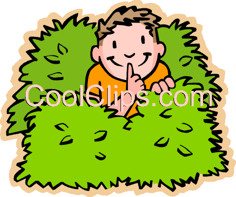 Boy Hiding In Bushes Royalty Free Vector Clip Art Illustration - Hiding In A Bush Clipart (480x401), Png Download