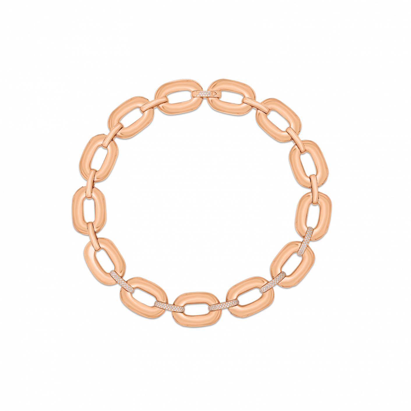 Roberto Coin Link Necklace With Diamonds - Security (1410x1800), Png Download