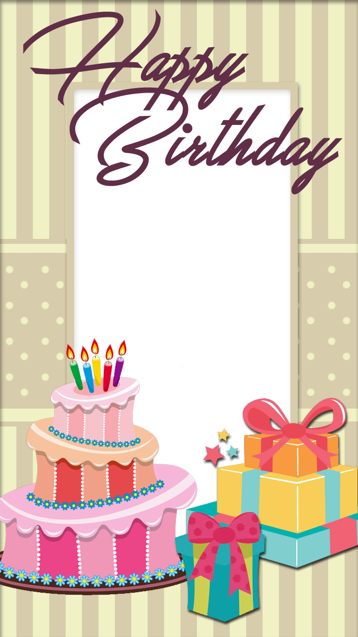 Birthday, Photo Frame Tags - Birthday Cake With Photo Frame (720x1280), Png Download