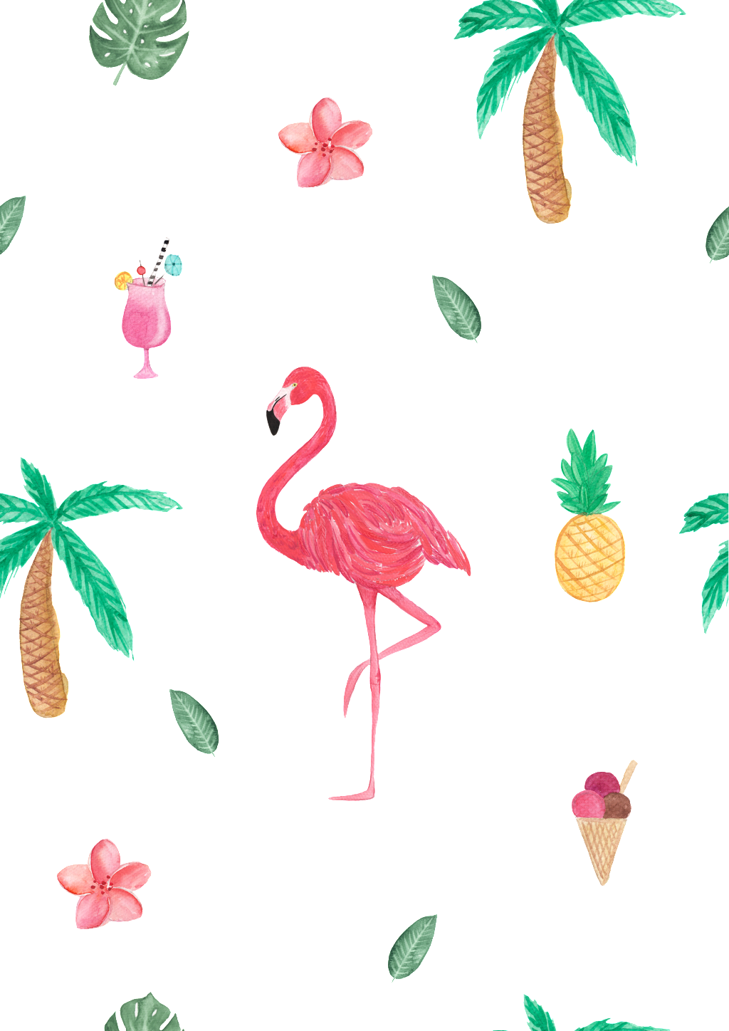 Fruit Animal Fill Background About Flamingos, Coconut - Topo De Bolo Flamingo (1024x1448), Png Download