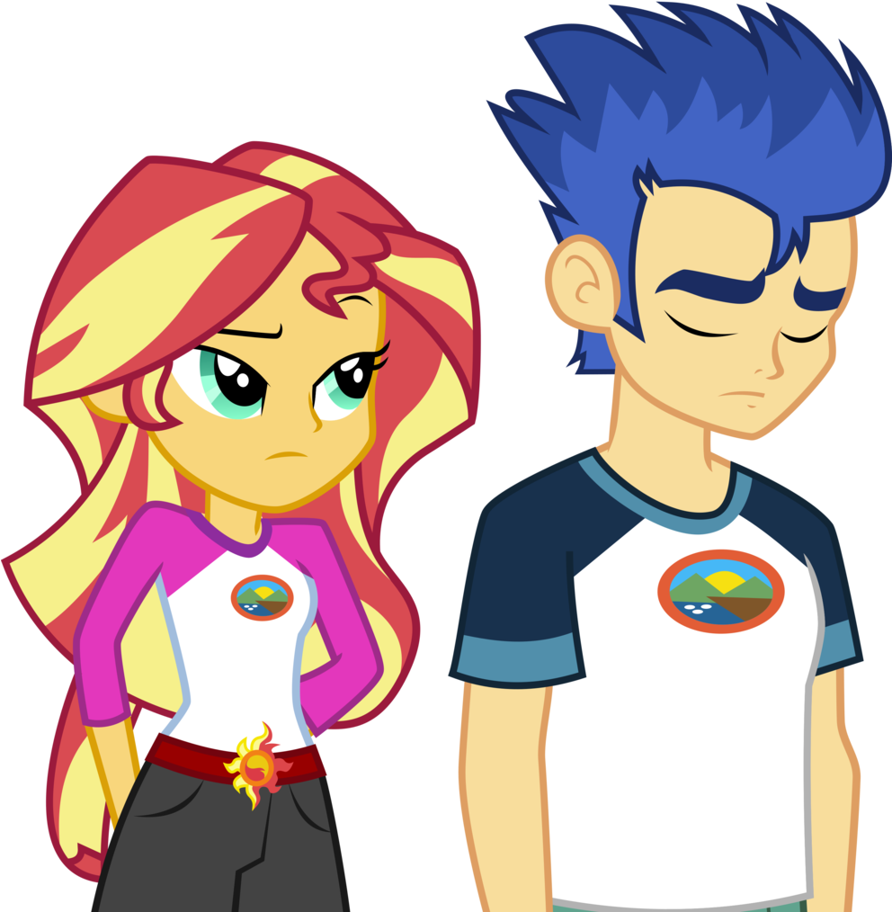 Flash And Sunset Disappointed By Uponia On Deviantart - Flash Sentry Sunset Shimmer (879x908), Png Download