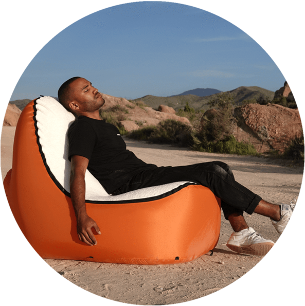 Camping Chair - Trono Inflatable Lounge Chair W/no-strain Back Support (600x600), Png Download