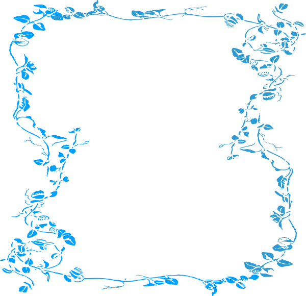 Malibu Blue Floral Border Svg Clip Arts 600 X 580 Px (600x580), Png Download