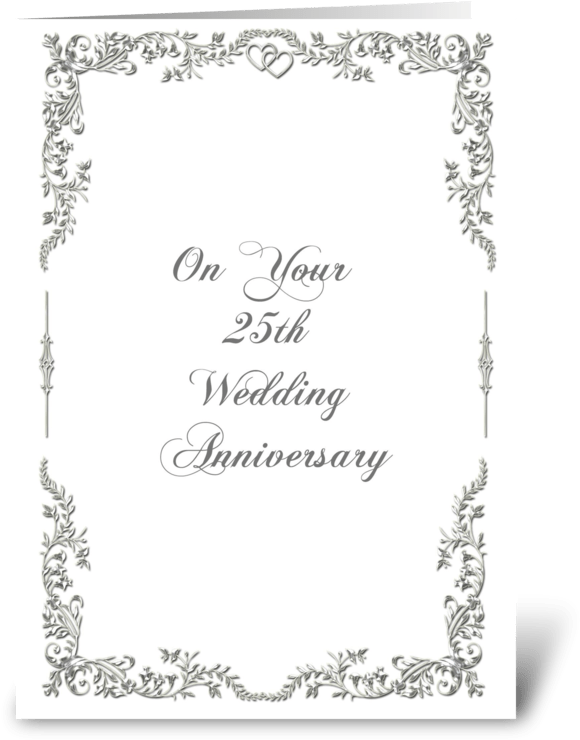 Silver Scroll 25th Anniversary Congrats Greeting Card - 25th Anniversary Card Borders (700x792), Png Download
