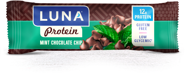 Mint Chocolate Chip Packaging - Luna Protein Bars (625x510), Png Download